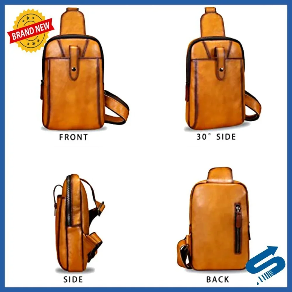 Genuine Leather Sling Backpack Crossbody Bag Shoulder Bag Medium